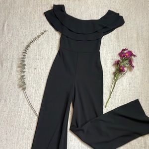 Black Ready to Ruffle Fashion Nova Off-Shoulder Jumpsuit